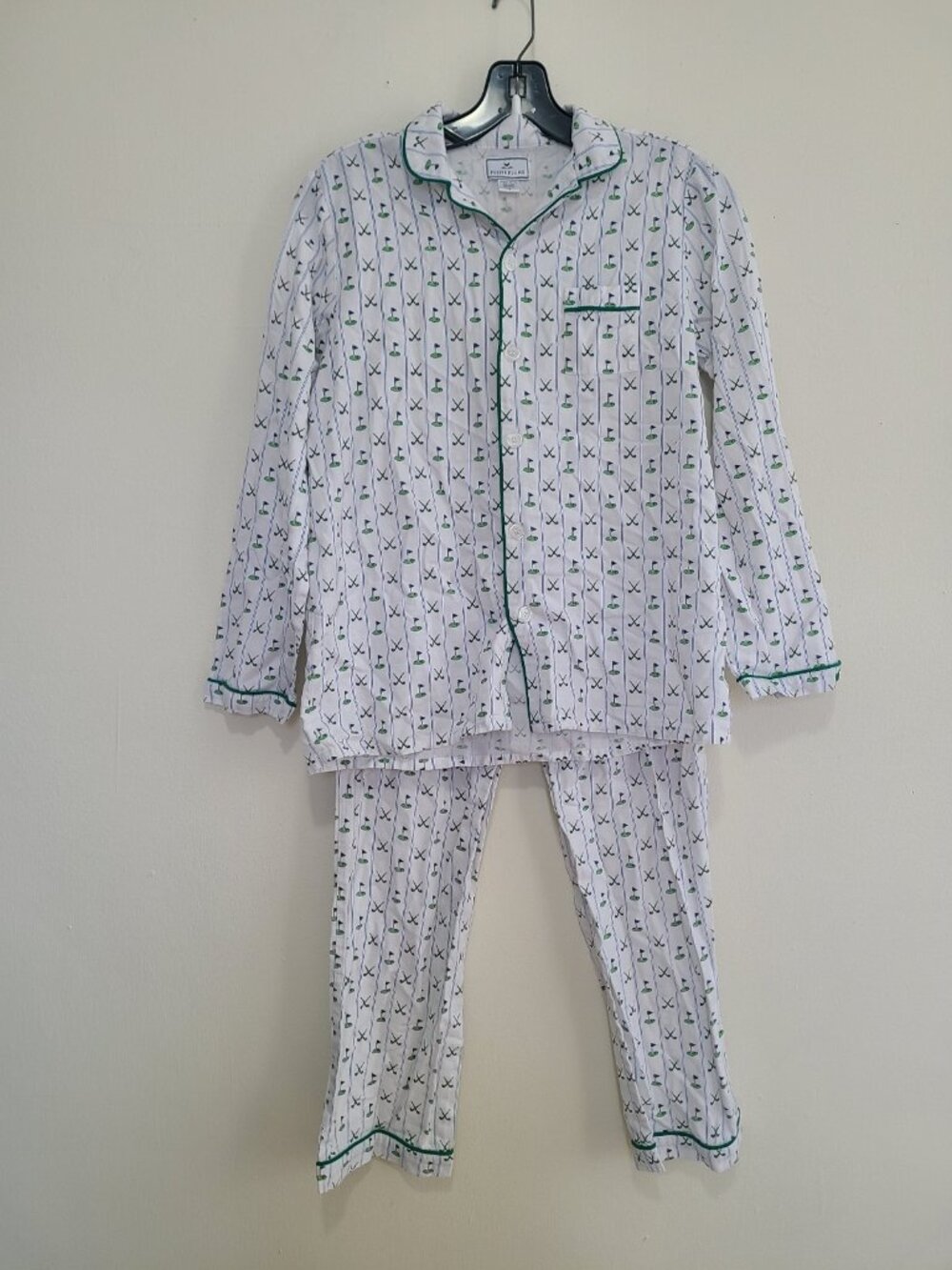 Petite Plume Kid's Twill Pajama Set in Fairway Stripe size 14